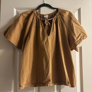 Women’s A New Day mustard yellow blouse with tie detail Size large peasant top